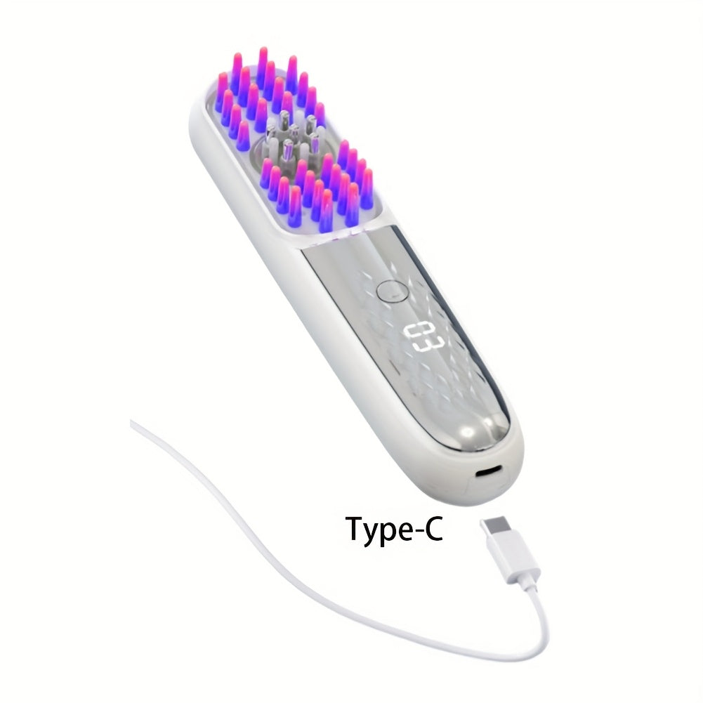 MEETCARE HF188 LED Bosh Terisini Stimulyatsiya Qiluvchi Taroq: Qayta Zaryadlanadigan 1200mAh Li-ion Batareya, USB Zaryadlash, 36V Maksimal Ishlash Voltaji, Soch O'sishi va Bosh Terisi Sog'lig'i uchun Ideal, Soch Parvarishi Qurilmasi.