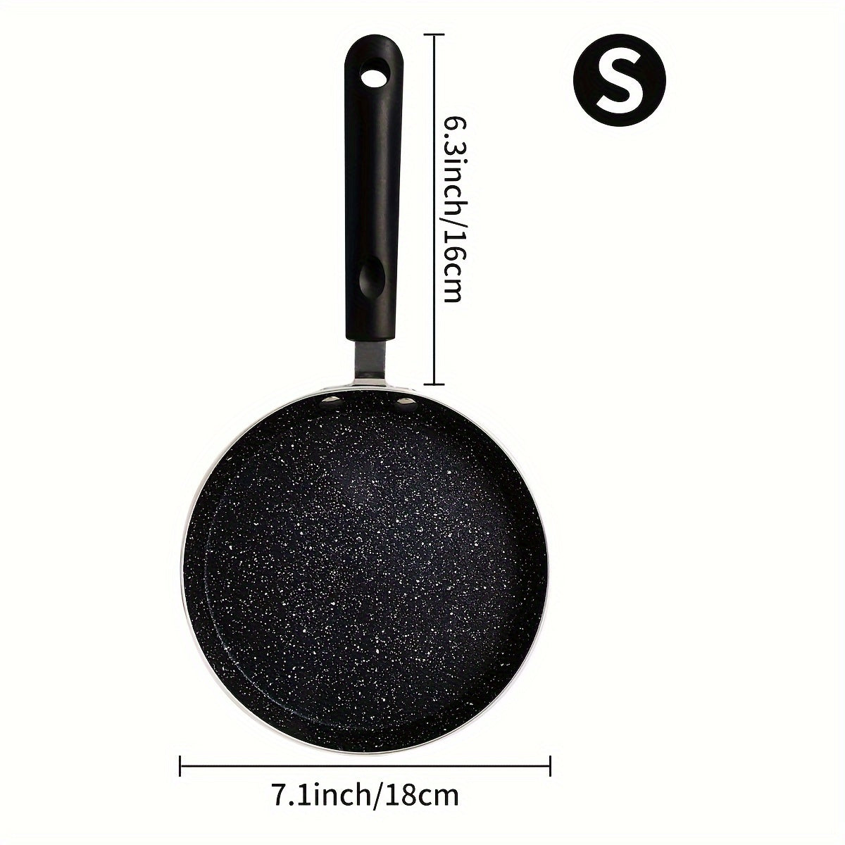 Антипригарная черная сковорода для блинов из маифанского камня с ручкой, алюминий, совместима с индукционной газовой плитой, размеры 26,01 см, 22,0 см, 18,01 см