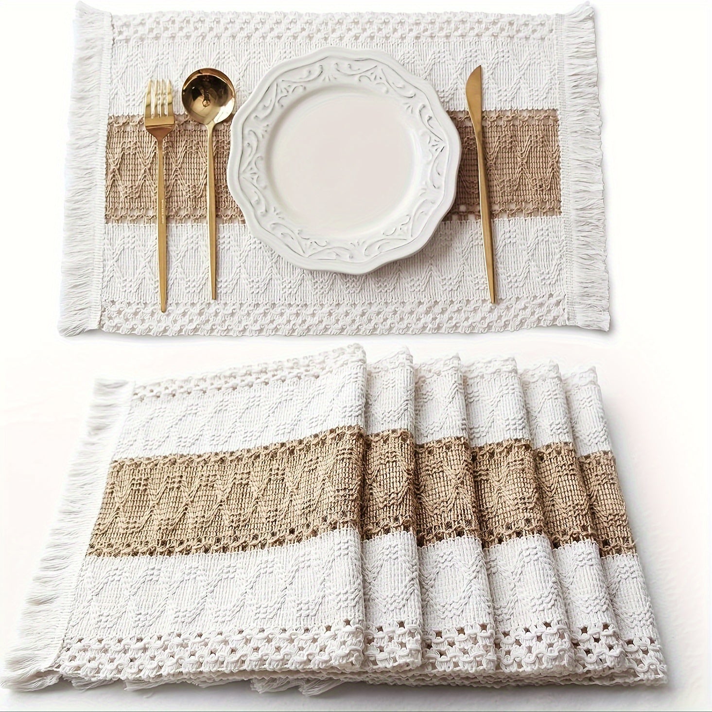 Set of 4 Boho Style Placemat Sets for Light Luxury Nordic Table Decor