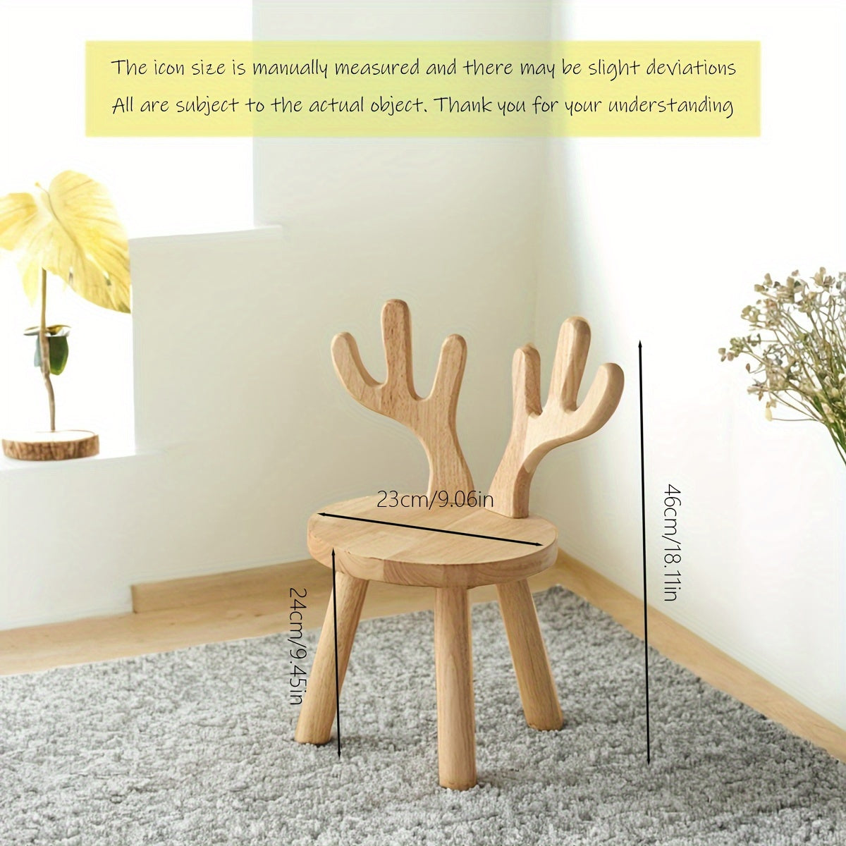 Solid Wood Rabbit Stool for Kids and Living Rooms Natural Finish Shoe Changing Seat