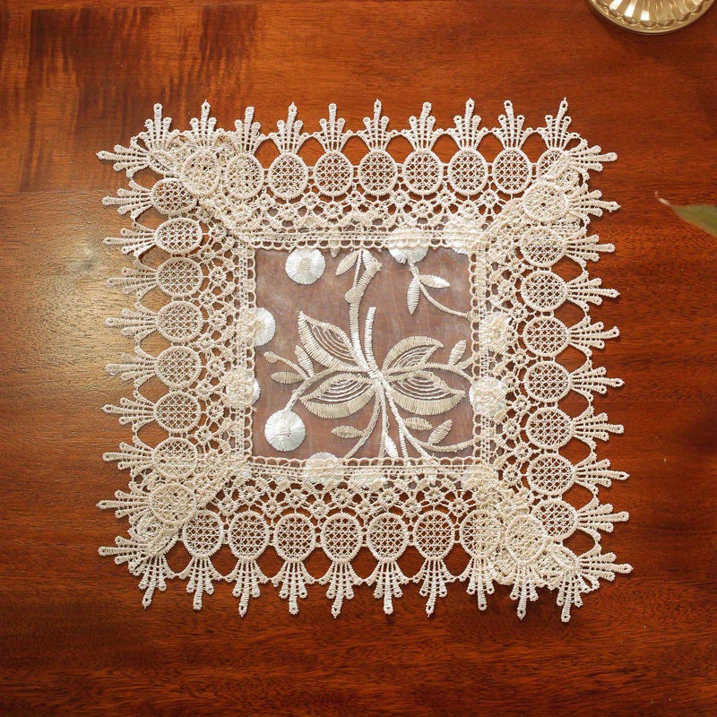 White Embroidered Organza Table Runner for Holiday Wedding Dining Decor