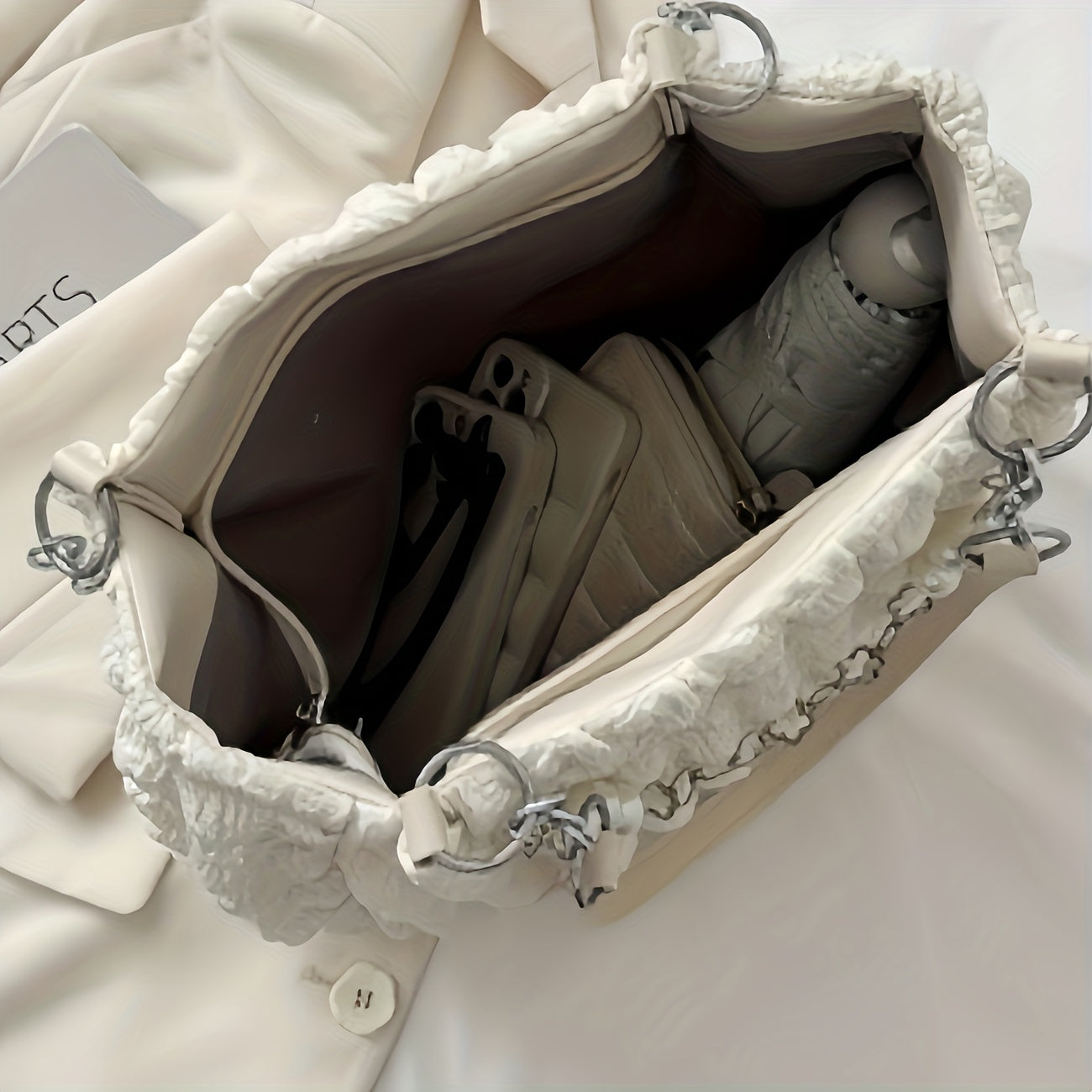 Bolso de hombro con burbujas para mujer con diseño fruncido, bolso tote suave