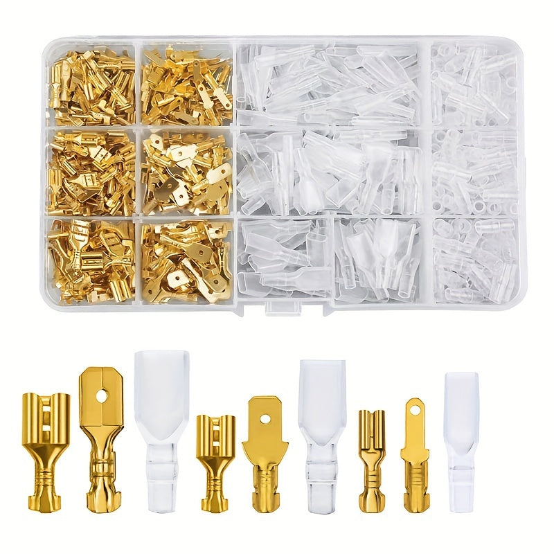 180-315 Pcs Crimp Spade Terminals with Insulating Sleeves for Wire Connectors