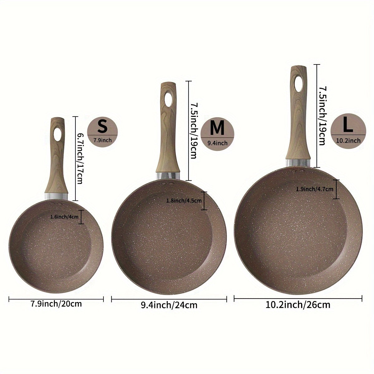 Non-Stick Aluminum Frying Pan with Wooden Handle Maifan Stone Coating Dishwasher Safe