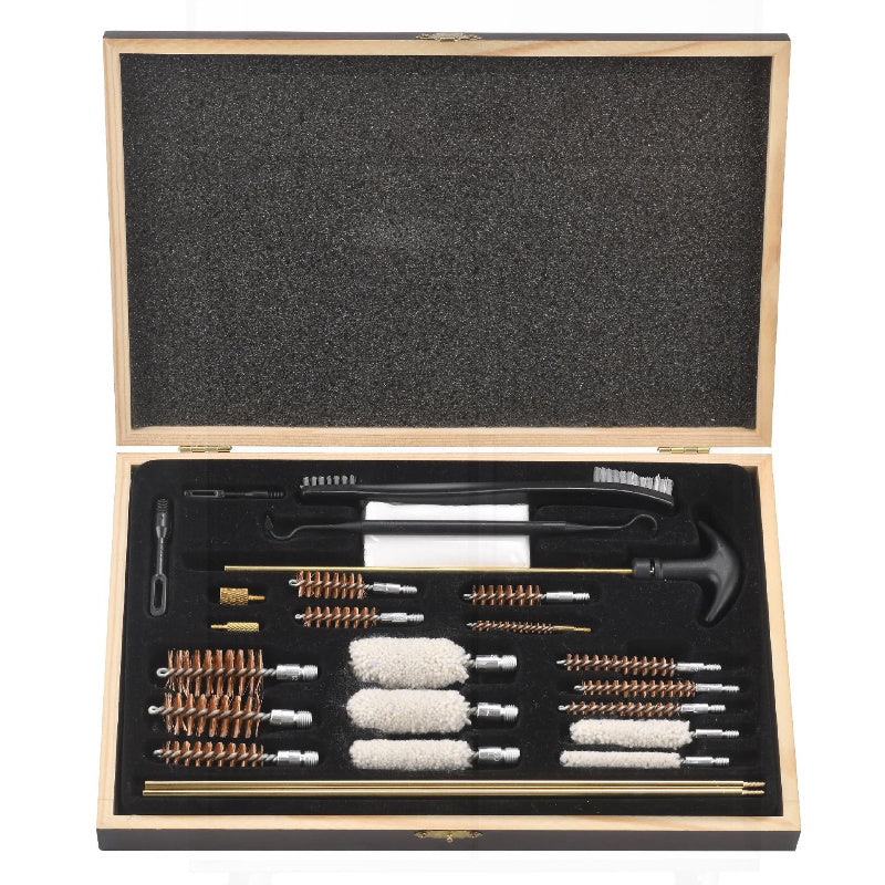 Kit de limpieza de armas de plástico duradero con estuche de aluminio, cepillos, alambre de cobre