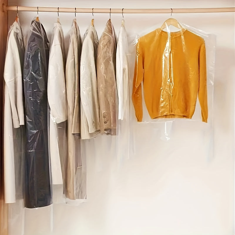 Set of 10 or 20 Clear Plastic Garment Bags for Hanging Clothes Dust-Free Storage