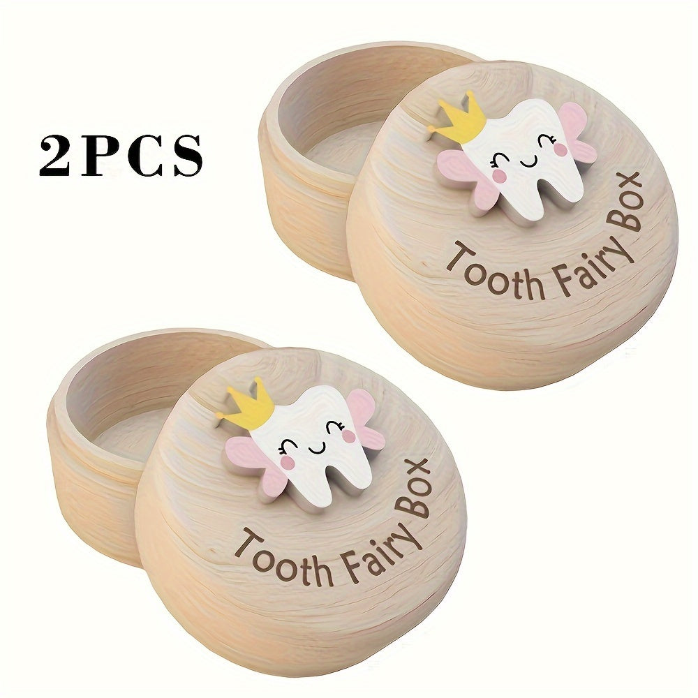 Wooden Fairy Tooth Box with 3D Teeth Design for New Parents and Gifts