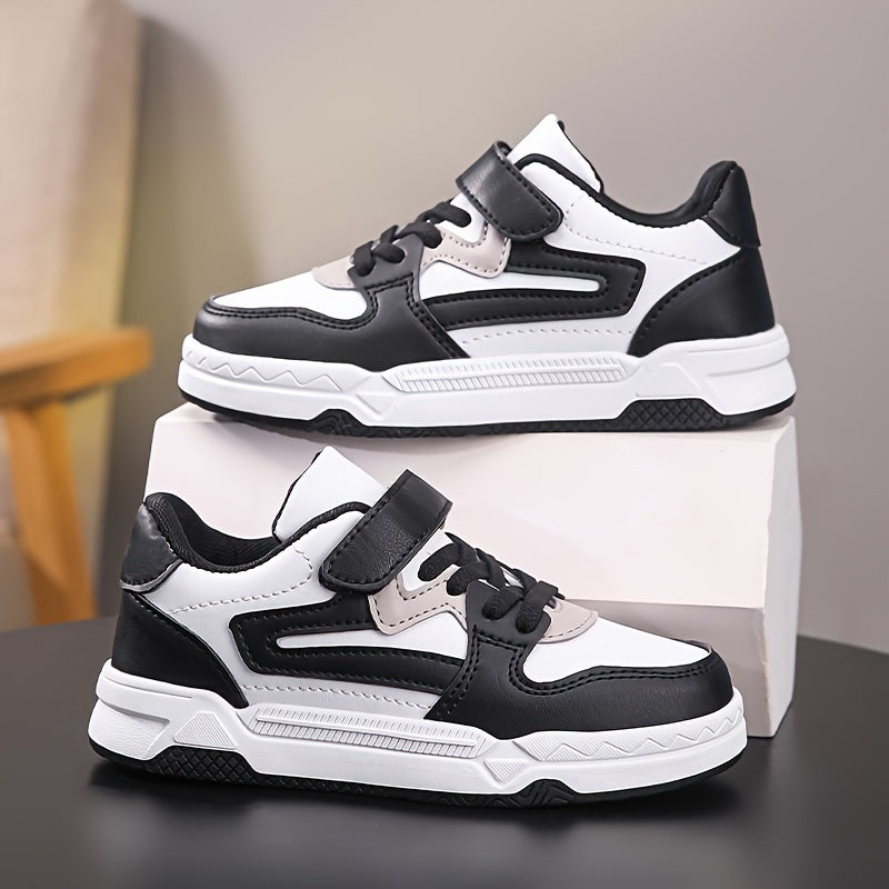 Youth Skateboarding Sneakers for Boys with Star and Moire Patterns Mid Top TPR Sole