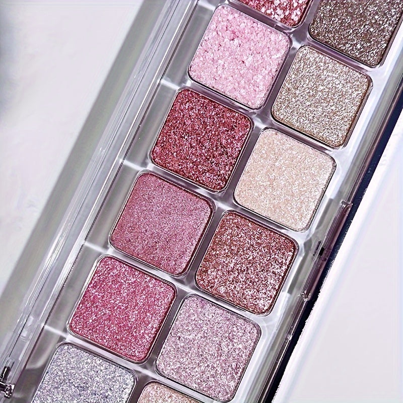 Женская палетка теней для глаз с блестками, 12 цветов, розовый, белый, красный, набор для макияжа
