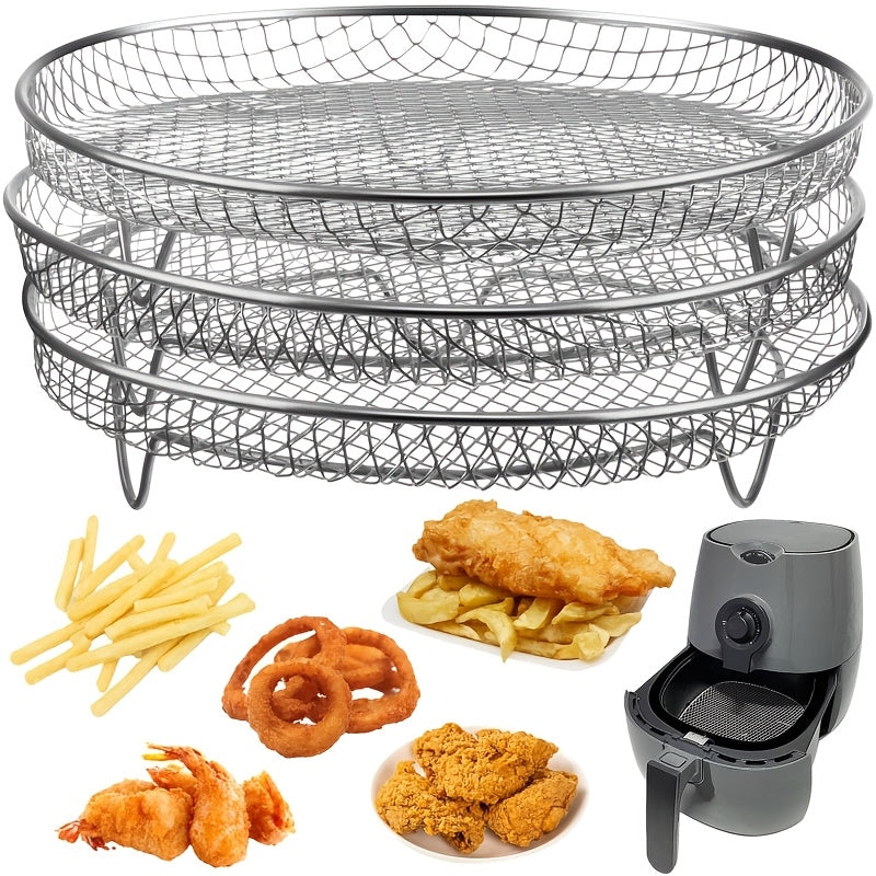 3-Tier Round Grill Rack for Air Fryer Stainless Steel