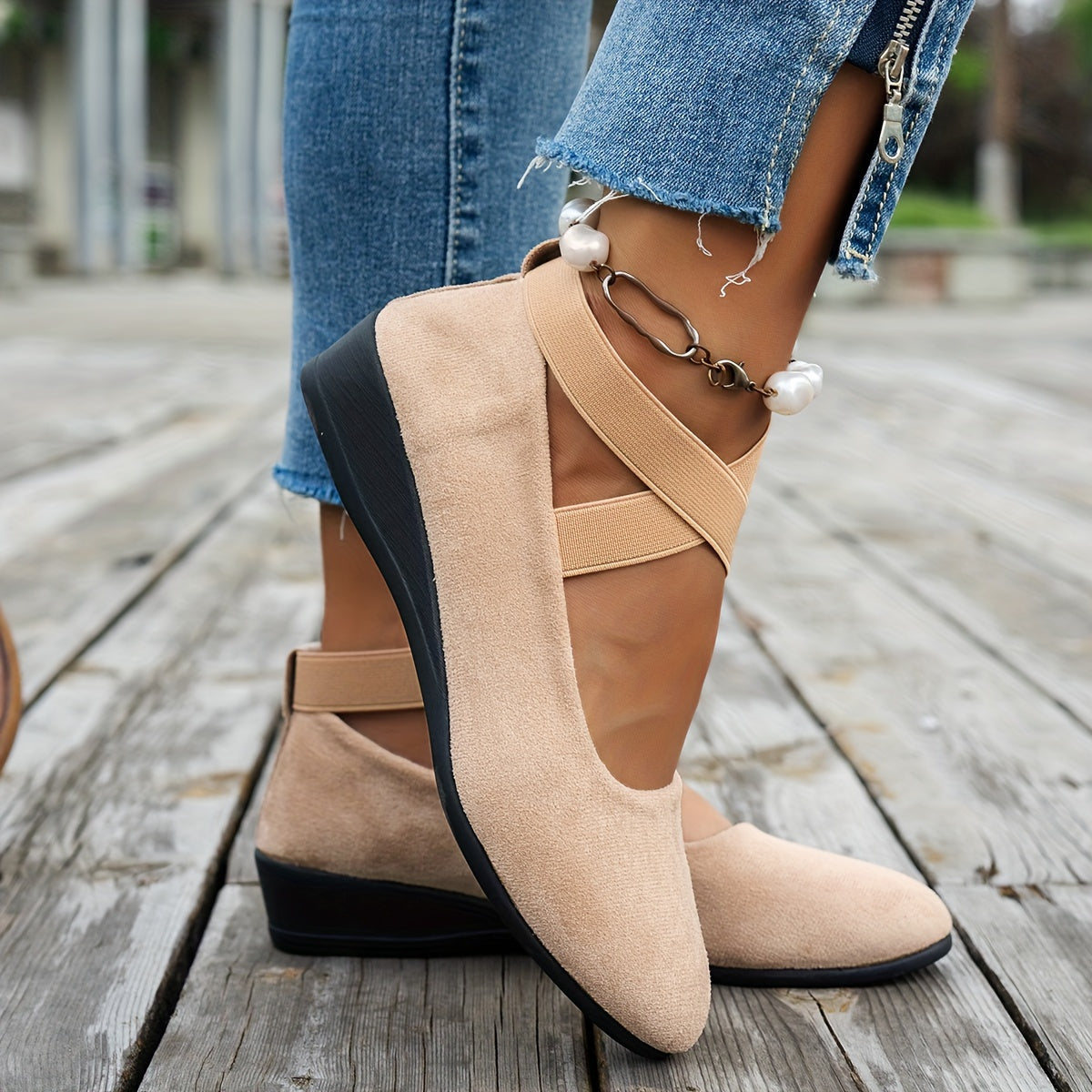 Женские балетки-лодочки на платформе с однотонным цветом, дышащий флис, универсальные для всех сезонов