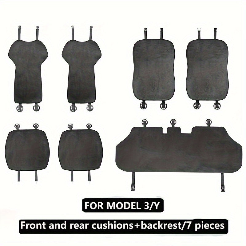 All-Season Flannel Seat Cushion Covers for Tesla Model 3 and Y Rear and Front Seats