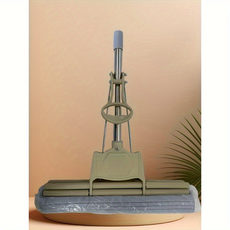 Convenient Sponge Mop on Wheels with Rubber Head for Easy Absorption