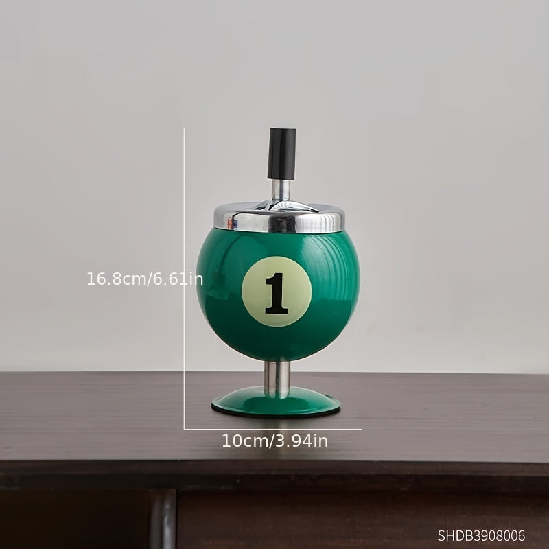 Creative Metal Billiard Ball Ashtray with Lid for Home Living Room  Smoke