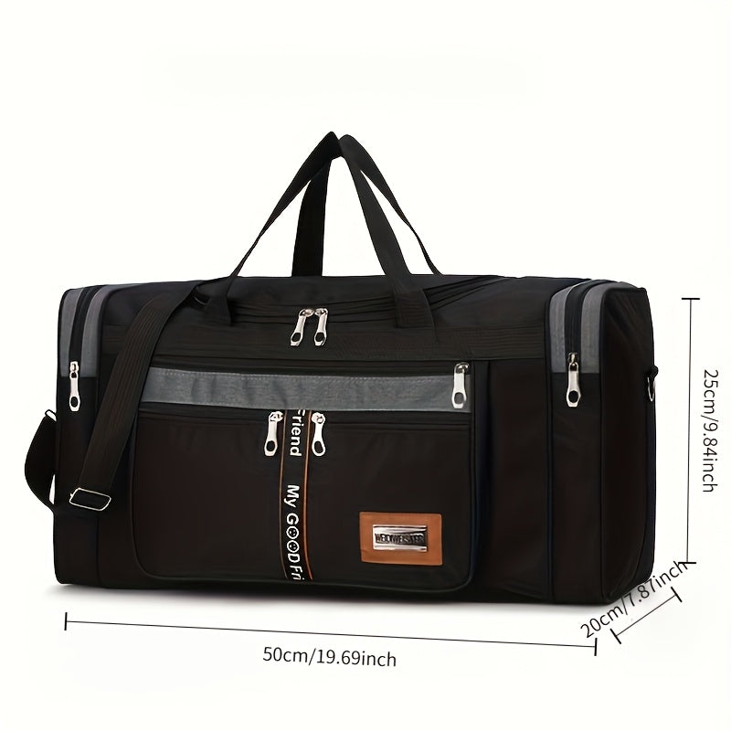 Nylon Travel Duffel Bag with Shoulder Straps Spacious Lightweight Gym Overnight Black Gray Khaki