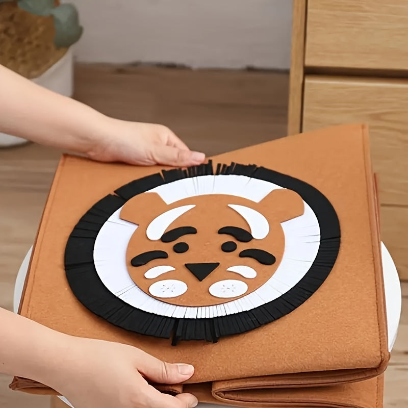 Felt Folding Storage Baskets with Elephant and Tiger Cartoon Design for Toys Laundry and Household Organization