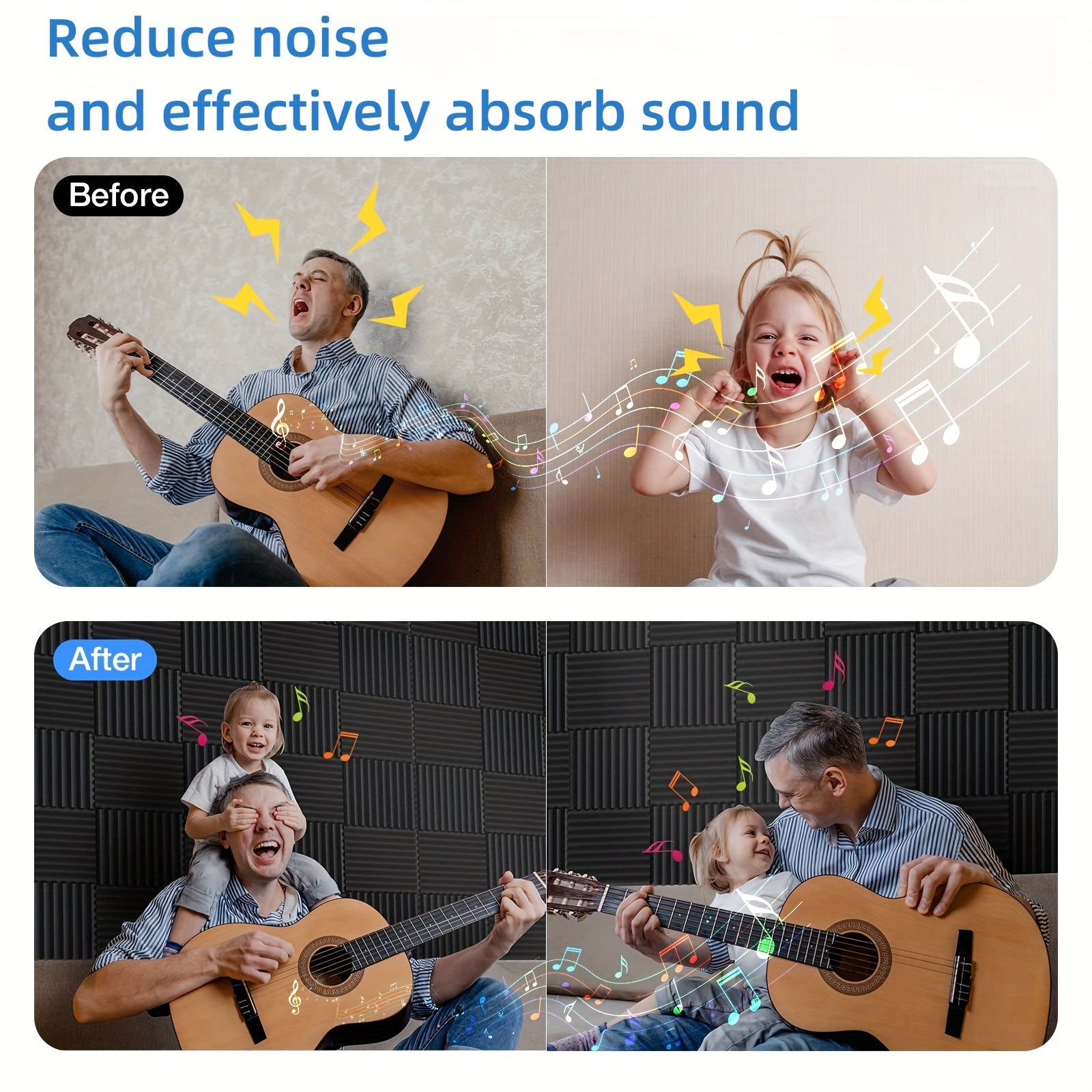 Black Acoustic Foam Panels Pack of 60 30x30x2.5cm Flame Retardant High Density Soundproofing