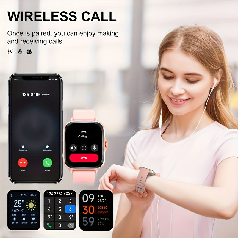 HD Smartwatch 4.65cm Touch Screen Wireless Calling Fitness Tracker with Customizable Wallpaper and Multiple Sports Modes