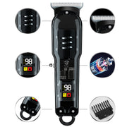 Wireless Electric Hair Clipper with LCD Display Rechargeable USB for Home Travel Salon