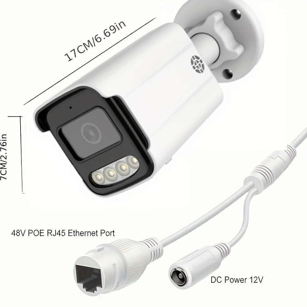 4MP 2K Outdoor PoE Security Camera with Night Vision Human Detection Wide-Angle Lens