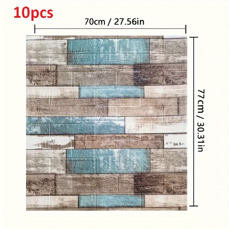 10pcs 70cmX77cm 3D Brick Wall Panels Self-Adhesive Waterproof for Home Decor