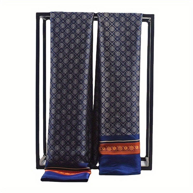 Men's Double Layered Scarf Soft Polyester Fashion Accessory Black