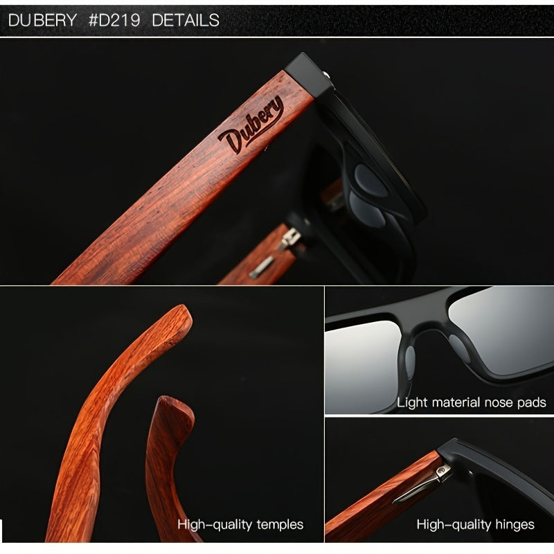 Men's Polarized Wooden Temples Fashion Glasses for Hiking Fishing Camping