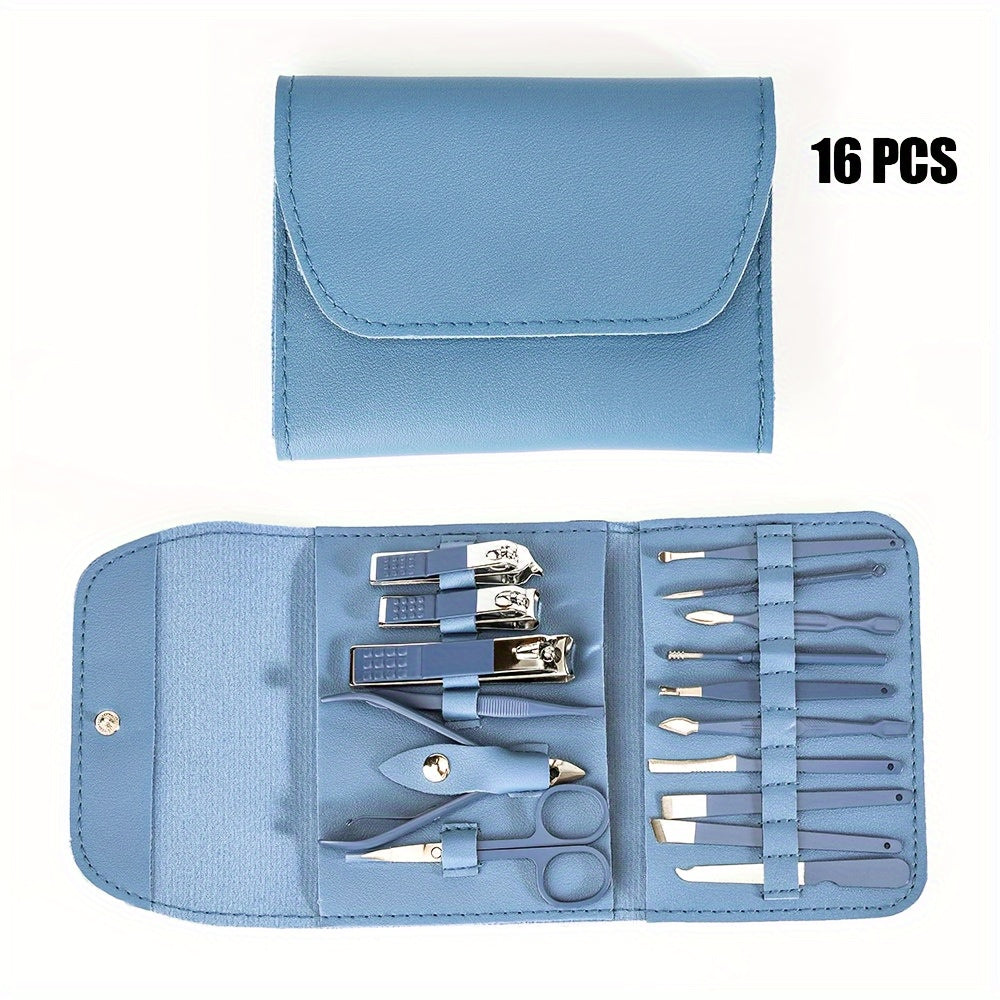 Stainless Steel Manicure Pedicure Set with Folding Bag, 4 8 12 or 16 Pieces