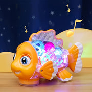 Kids' Clown Fish Swing Toy Light-Up Musical Transparent Swimming Fish for Children