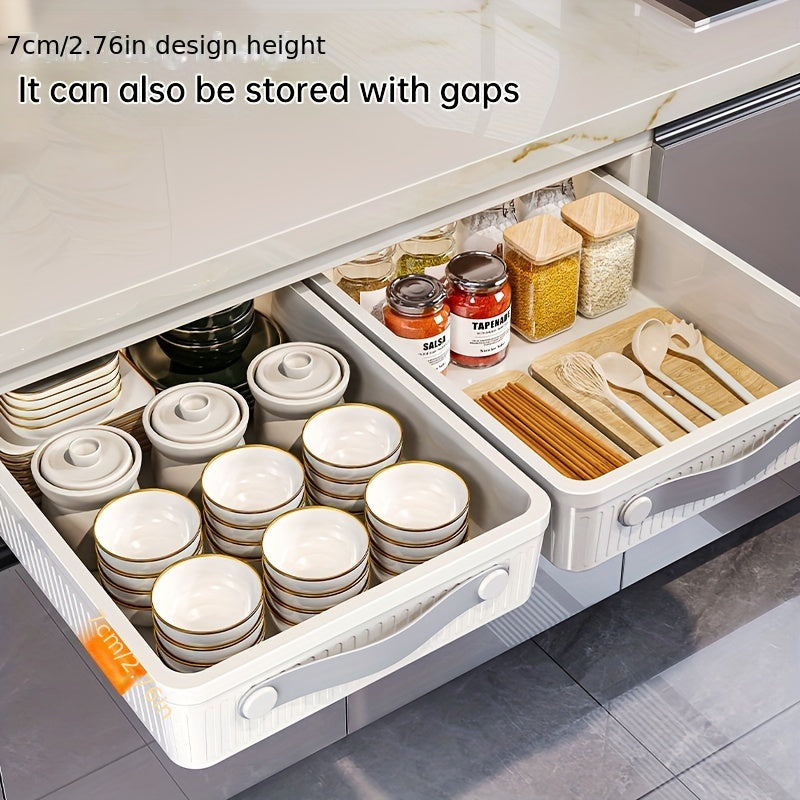 Large Plastic Pull-Out Cabinet Organizer Baskets with Metal Tubes for Kitchen Bathroom Bedroom Storage