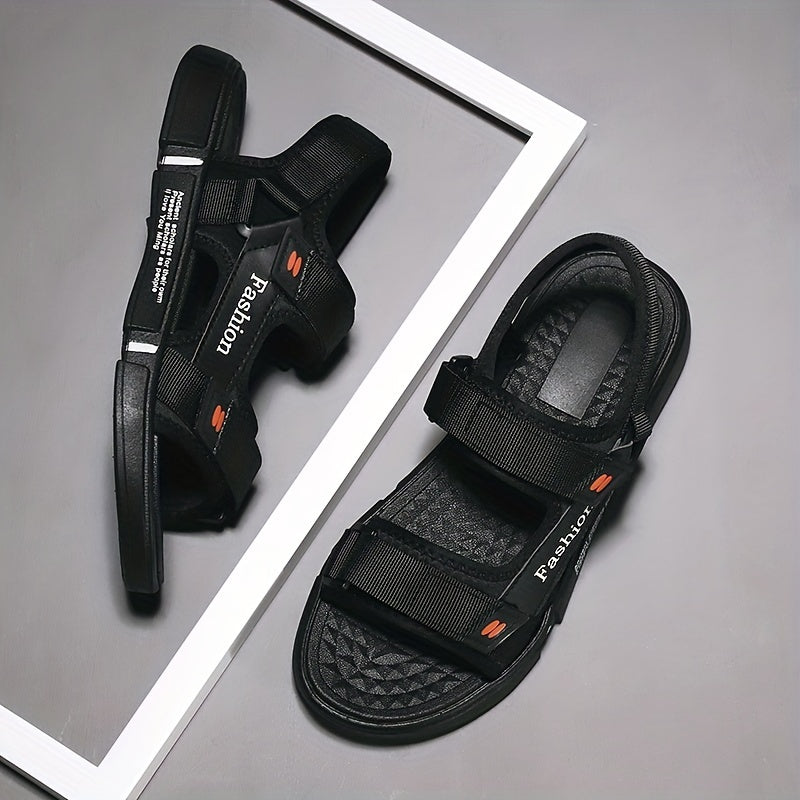 Erkaklar uchun alfavit naqshli tasodifiy sandallar, mato ustki qismi, tashqi plyaj kiyimlari uchun sirpanishga qarshi bog'ich.