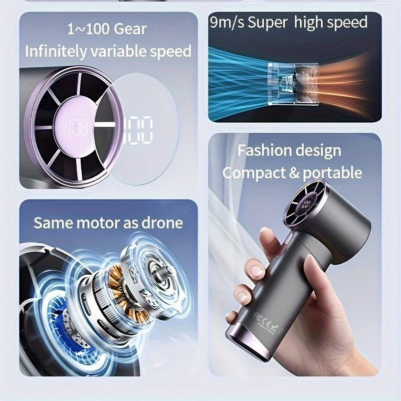 Adjustable Handheld Fan for RV Bathroom Cooling Rechargeable USB Powered