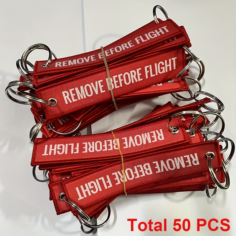 Bundle of 50 Remove Before Flight Woven Keychains for Pilots and Aviation Fans