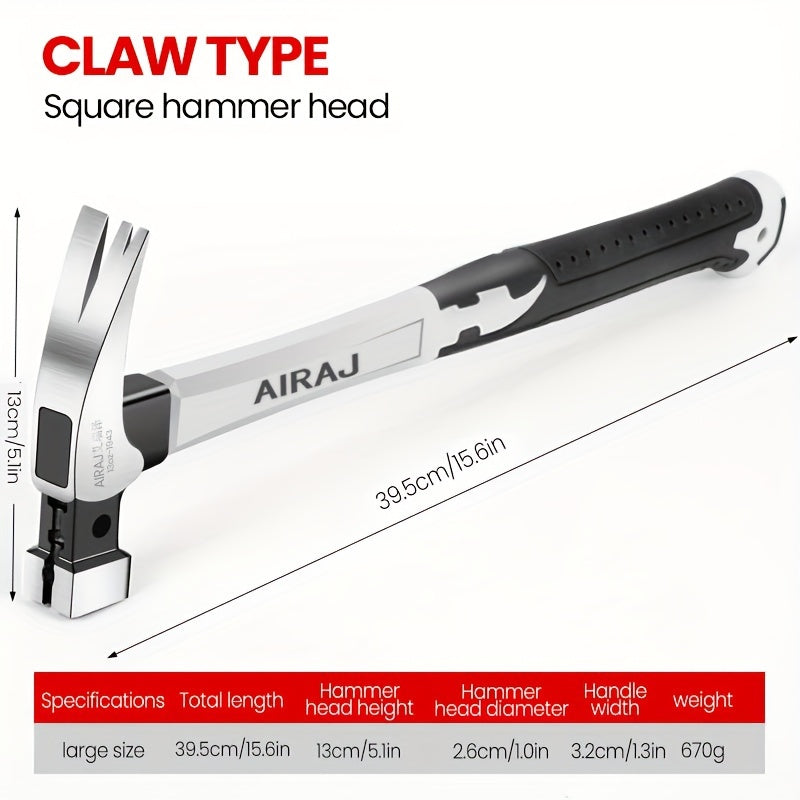 High-Carbon Steel Claw Hammer with Anti-Slip Grip for Industrial and Home Use Short or Long Handle