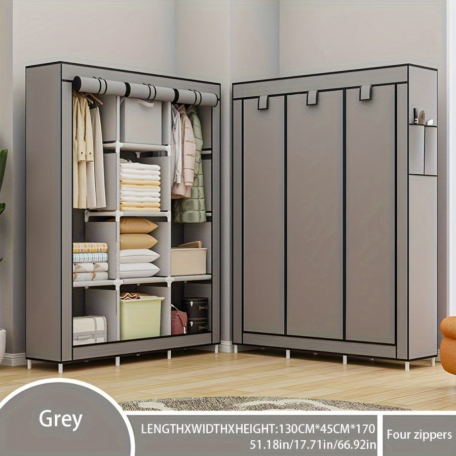 Шкаф с регулируемыми полками - современный дизайн, легкая сборка, многофункциональное решение для хранения в спальне и доме, ширина 129,54 см x высота 170,18 см