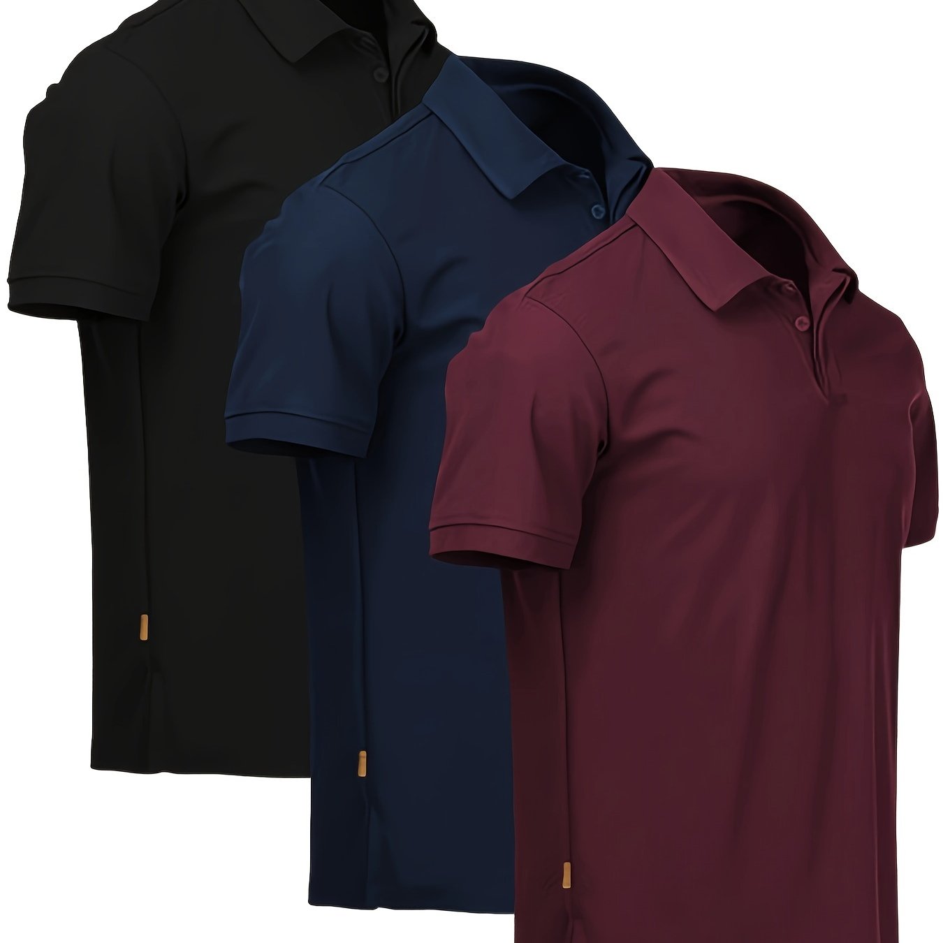 Men's Casual Sports Business Shirts Set Polyester Stretch Solid Color Summer