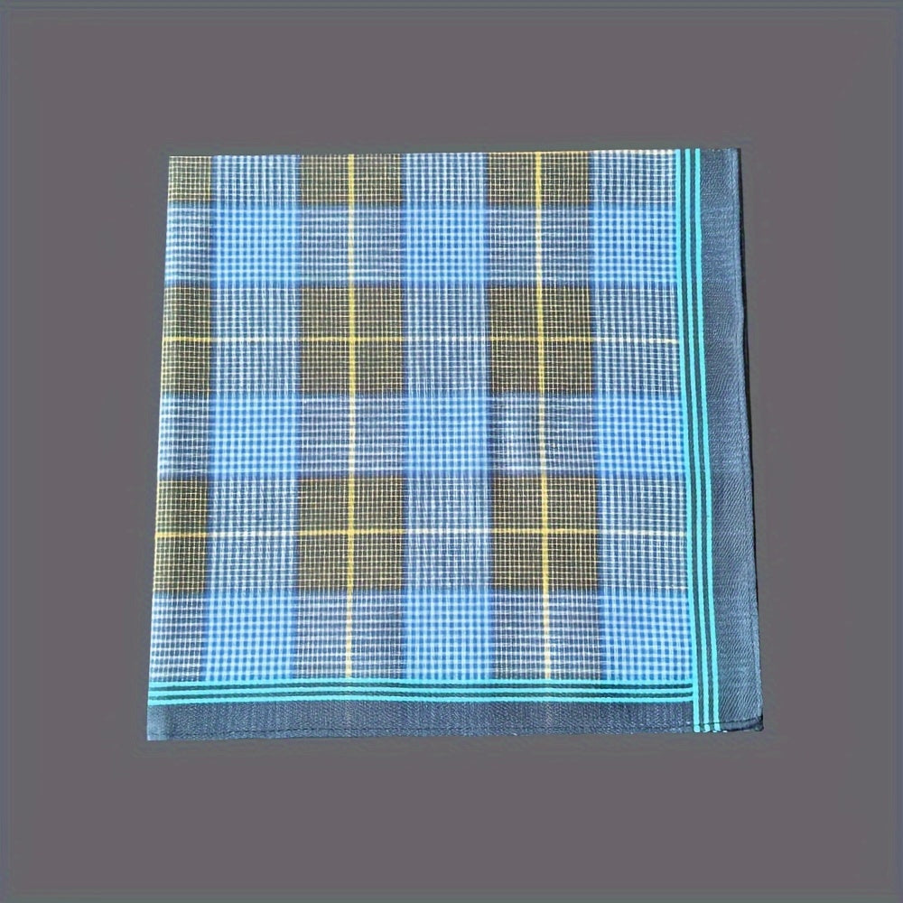 Set of 3 Woven Cotton Handkerchiefs with Yarn-Dyed Stripes Lightweight and Washable 39.62cm Square