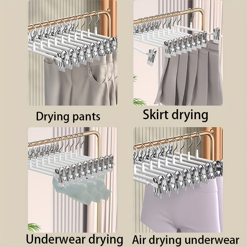 Adjustable Metal Pants Hangers Set of 10 Non-Slip Space-Saving Closet Organizers for Skirts and Underwear