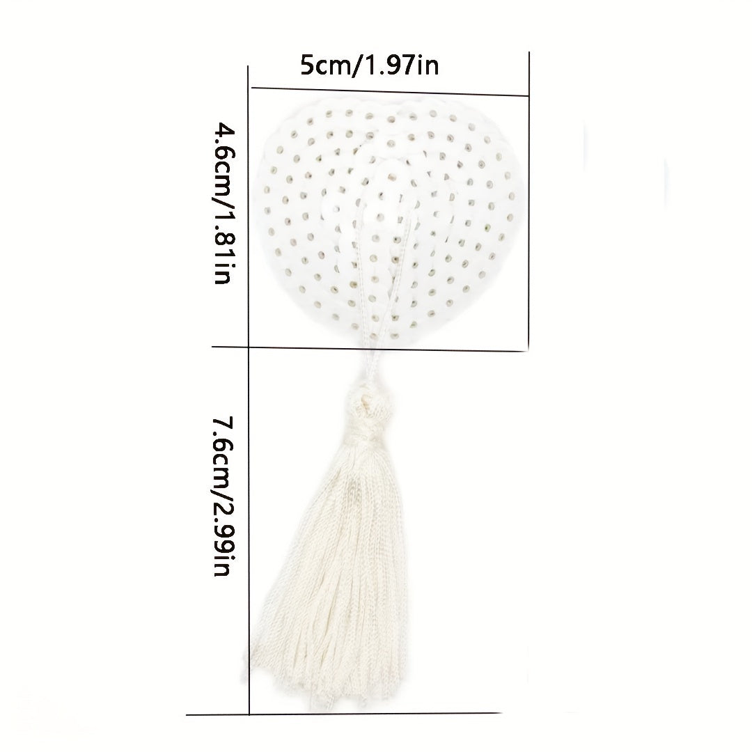 1 juft yurak shaklidagi silikon ko'krak yopishtirgichlari va tassel payetli nipel yopishtirgichlari.