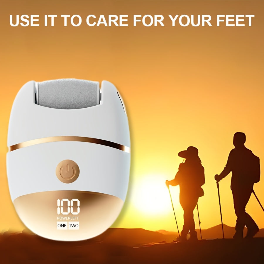 Electric Foot Grinder with LED Display, Rechargeable Lithium Battery, 4 Grinding Heads, Pedicure Skin Remover for Cracked and Hardened Feet