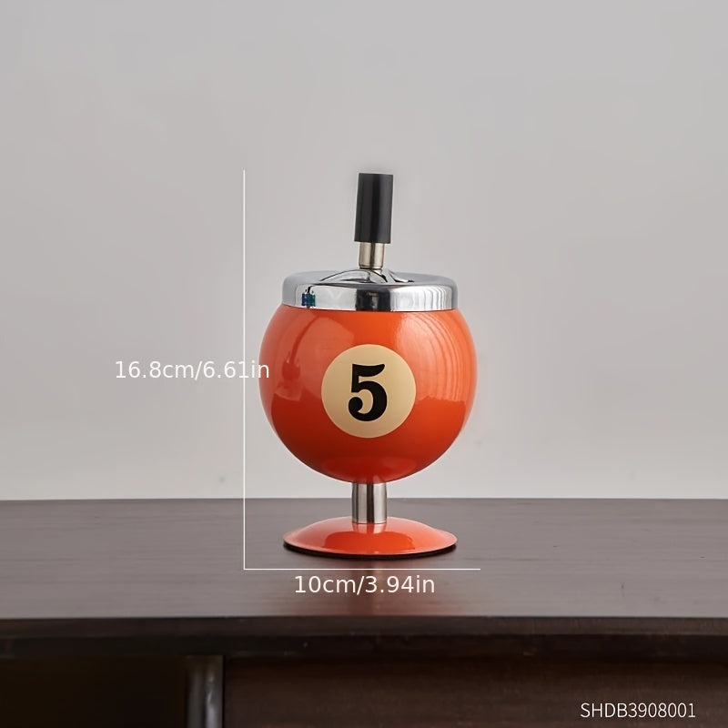 Creative Metal Billiard Ball Ashtray with Lid for Home Living Room  Smoke