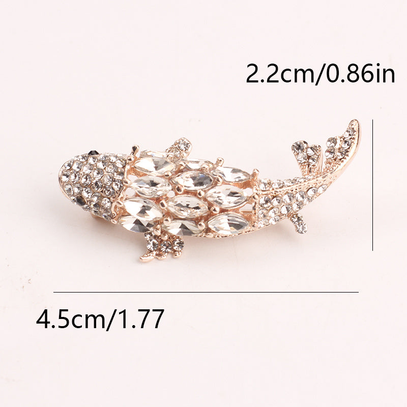 Koi Fish Brooch Pin Enamel Rhinestone Jewelry Fashion Accessory