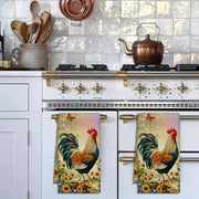 Microfiber Dish Towels Rooster Design Rustic Farmhouse Kitchen Bathroom Cleaning 45x72 cm
