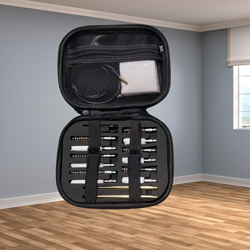 Kit portátil de limpieza de armas de nylon con estuche con cremallera, cepillo para cañón, estuche rígido de almacenamiento