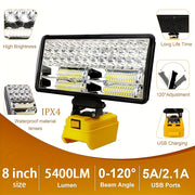LED Work Light 20V MAX Battery Compatible Portable Recessed Plastic Outdoor Camping Job Site