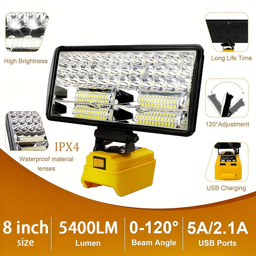 Luz de trabajo LED 20V MAX compatible con batería portátil empotrada de plástico para exteriores camping en obra