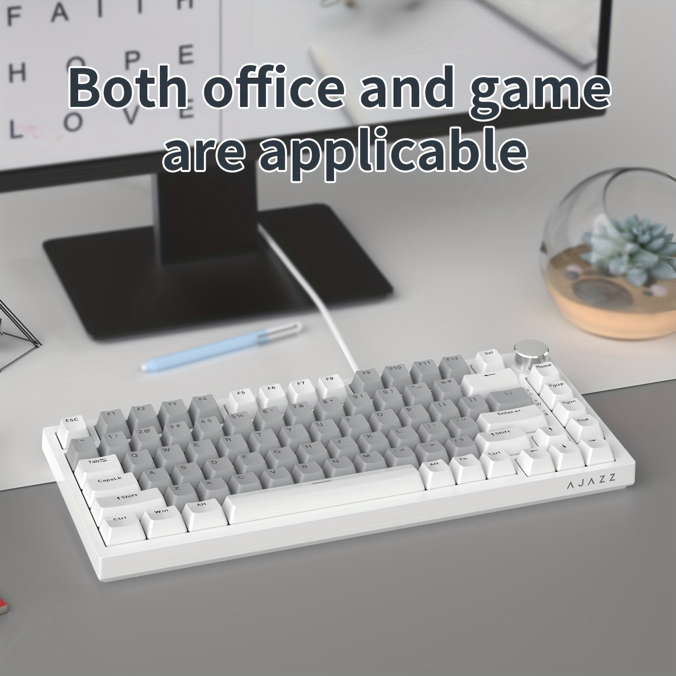 Wired Mechanical Keyboard 75 Keys Backlit Red Switch with Volume Knob