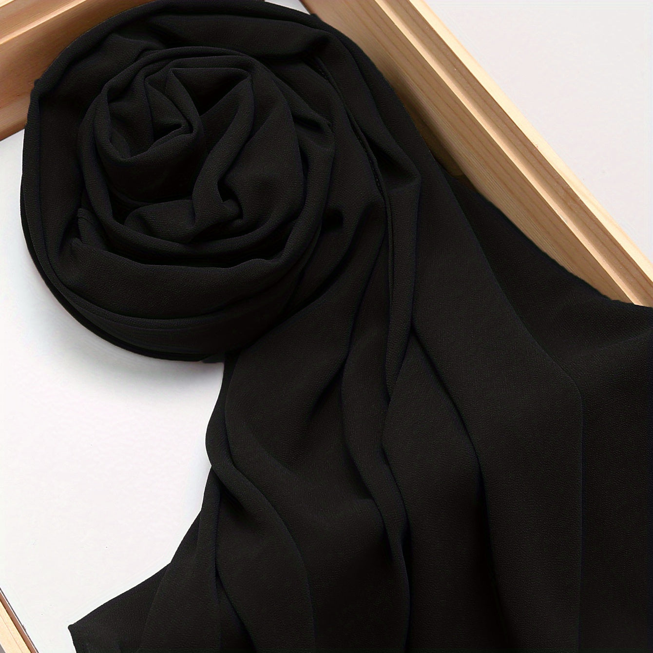 Woven Polyester Chiffon Hijab Scarf Solid Color Lightweight Muslim Head Cover for Casual Ramadan