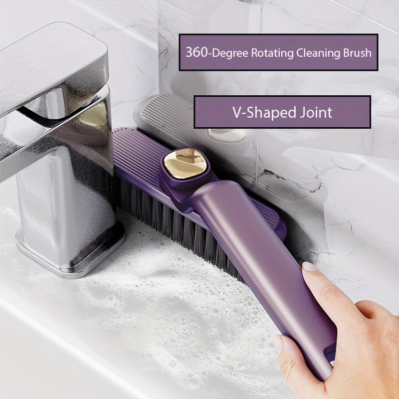 Multifunctional 2-in-1 Rotating Cleaning Brush Purple for Tile Wall Grout