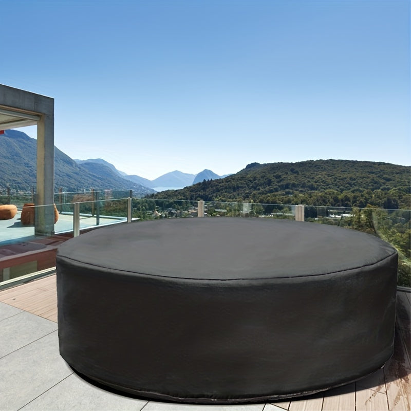 Black Outdoor Pool Cover for Circular Bathtubs Deck Railings and Patio Furniture Durable Polyester